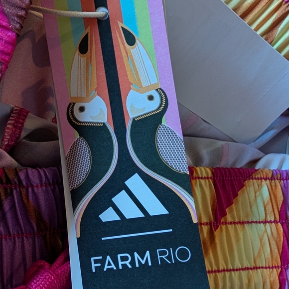 FARM RIO x ADIDAS Training Pacer Shorts Birds of Paradise Bold Pink Size Medium - Picture 8 of 16